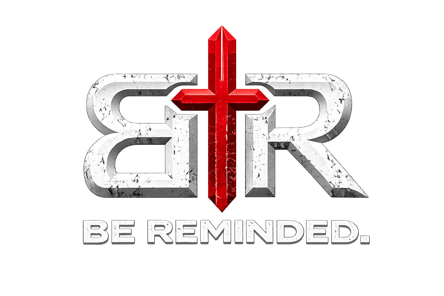 Be Reminded white horizontal B R logo with a red cross mark